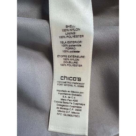 Chicos Lace Jacket Womens Sz 2 US 12 Large 3/4 Sleeve Gray Silver Event Evening - Picture 11 of 13